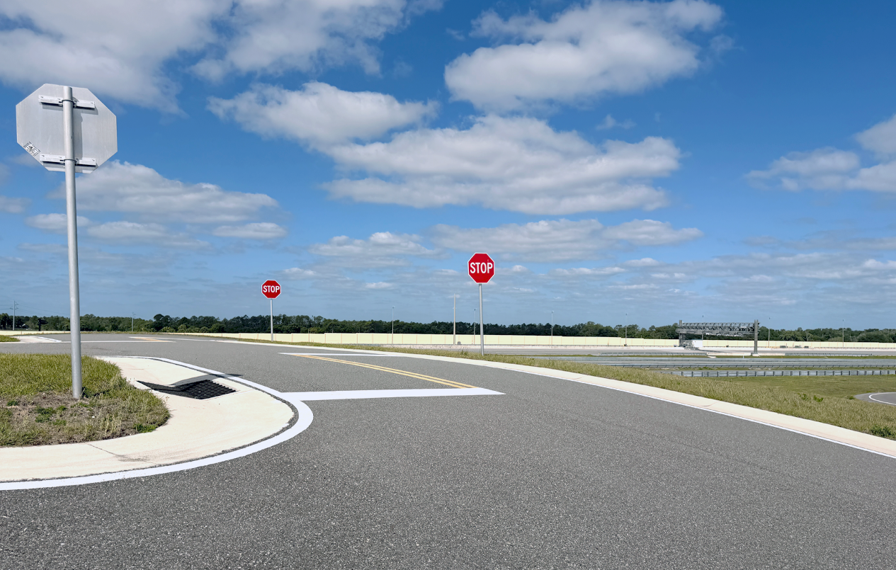 This is a picture of multiple stop signs at the Geometry Track.