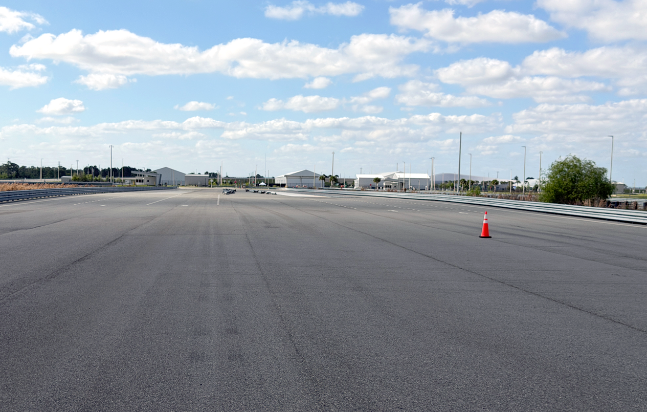 This is a picture of the asphalt concrete track at the Wet Test Track.