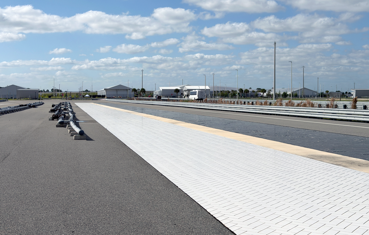 This is a picture of the tile pavement track at the Wet Test Track.