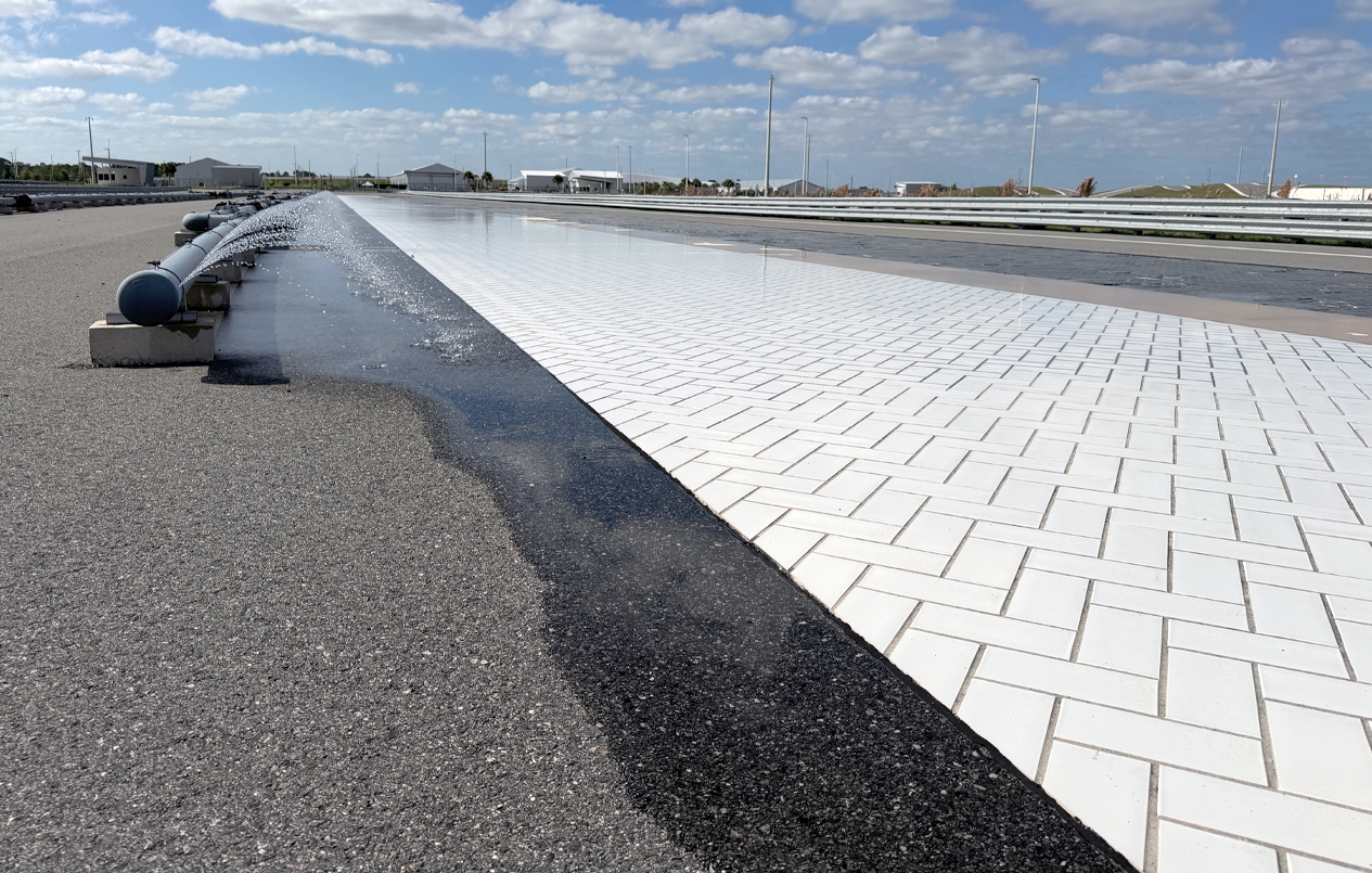 This is a picture of the tile pavement track at the Wet Test Track.