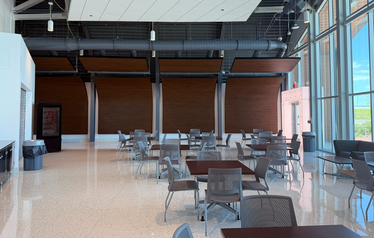 This is a picture of the Arrival and Conference building break room with a microwave and refrigerator.