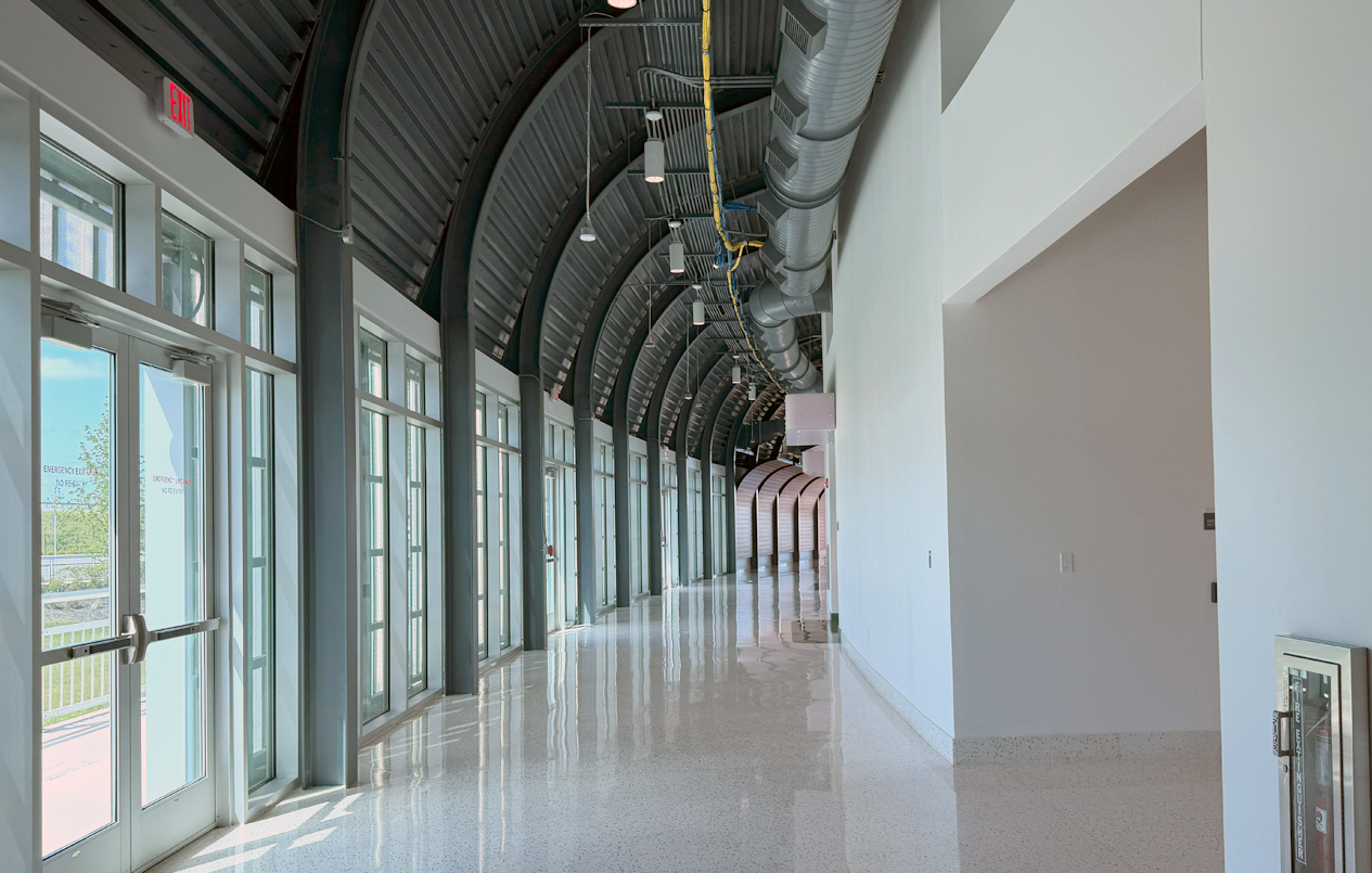 This is a picture of the Arrival and Conference building lobby/gallery.